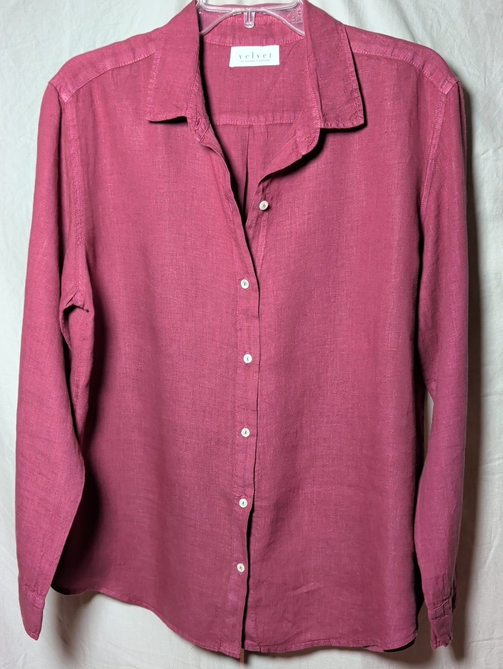 Velvet Rose-Pink Linen Button-Down Shirt Versatile Career To Casual Wear